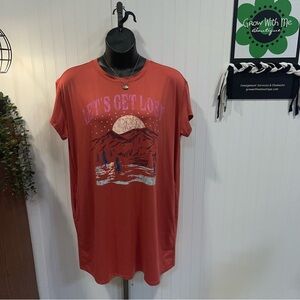 Joy spun Let's Get Lost Graphic T night shirt pajamas women’s large